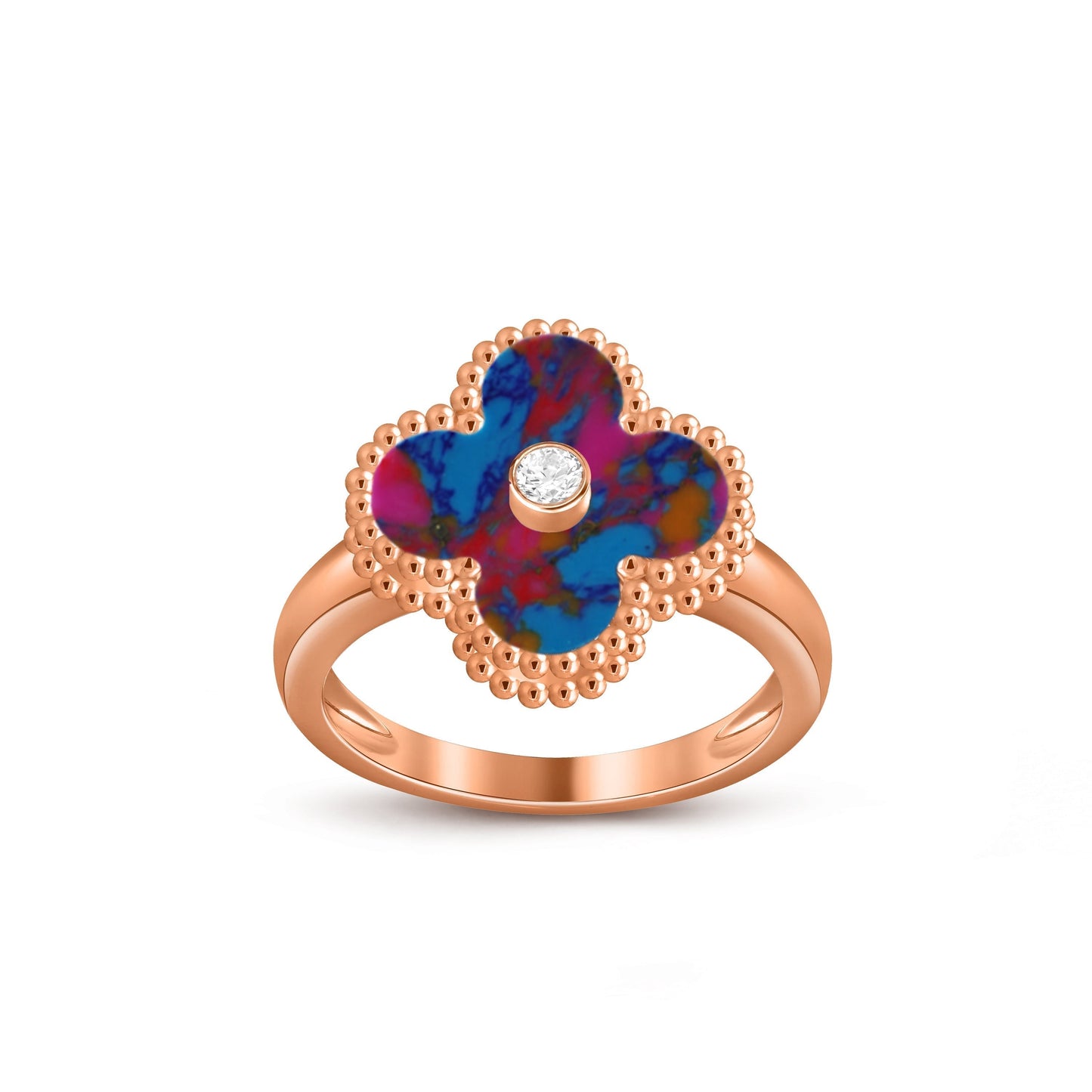 [Riva Jewelry]Glücks-Klee Diamant-Akzent-Roségoldring-Kollektion