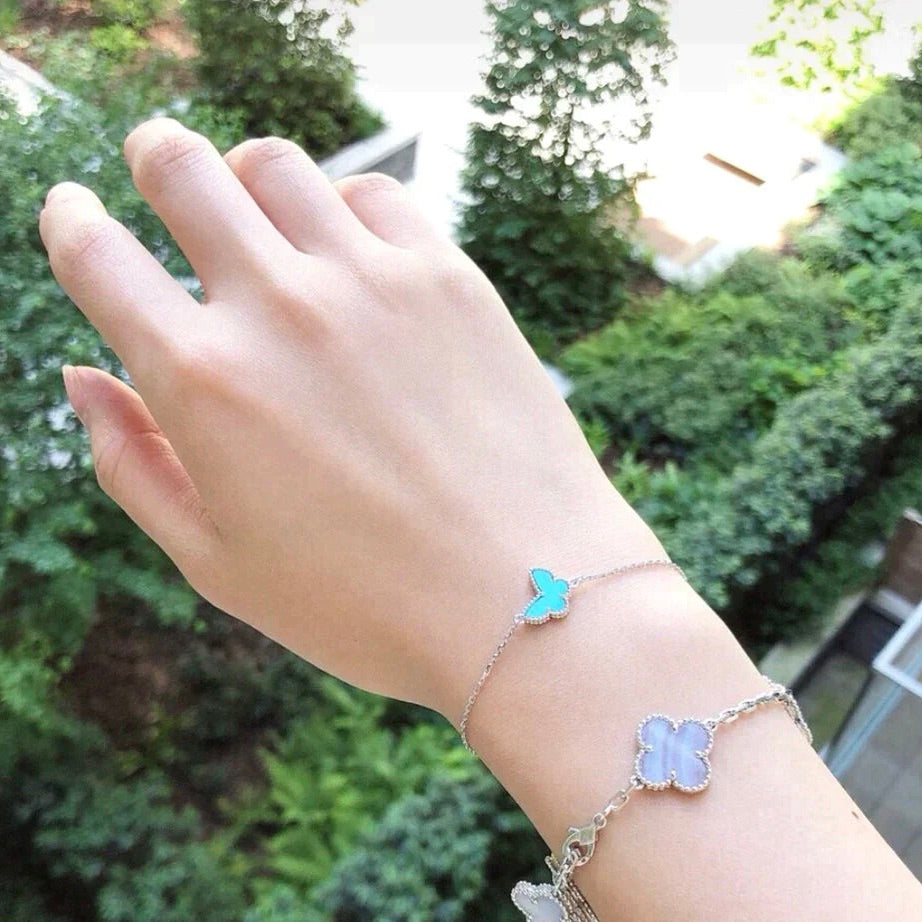 [Riva Jewelry ]BUTTERFLY TURQUOISE BUTTERFLY BRACELET SILVER