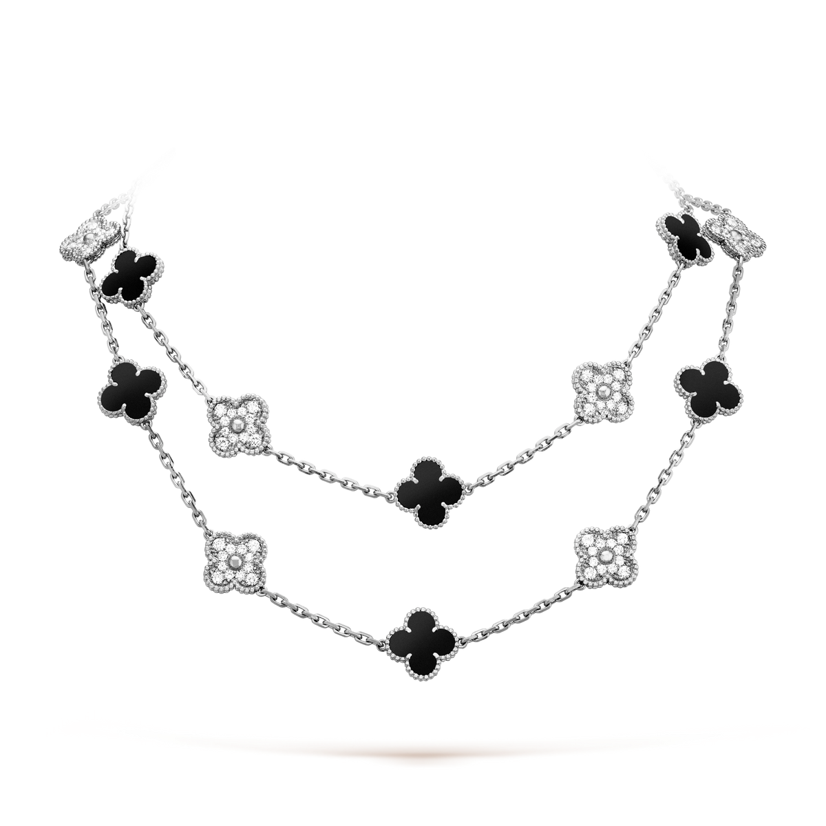 [Riva Jewelry ]CLOVER 20 MOTIFS ONYX DIAMOND SILVER