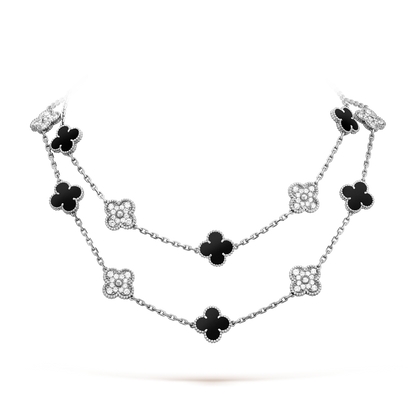 [Riva Jewelry ]CLOVER 20 MOTIFS ONYX DIAMOND SILVER