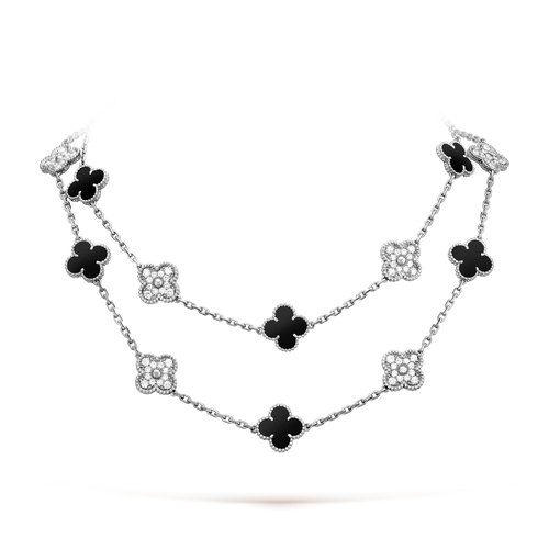 [Riva Jewelry ]CLOVER 20 MOTIFS ONYX DIAMOND SILVER