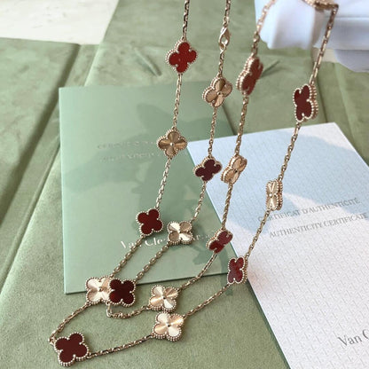 [Riva Jewelry ]CLOVER 20 MOTIFS LASER CARNELIAN NECKLACE
