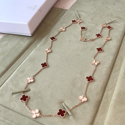 [Riva Jewelry ]CLOVER 20 MOTIFS LASER CARNELIAN NECKLACE