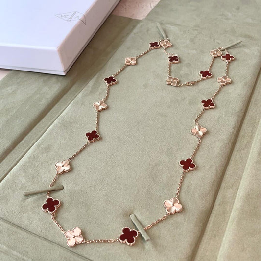 [Riva Jewelry ]CLOVER 20 MOTIFS LASER CARNELIAN NECKLACE
