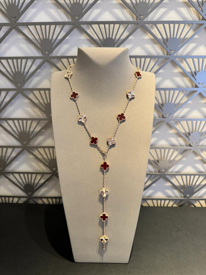 [Riva Jewelry ]CLOVER 20 MOTIFS LASER CARNELIAN NECKLACE