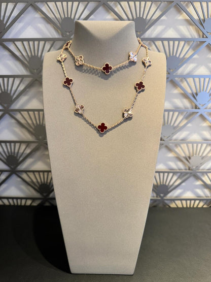 [Riva Jewelry ]CLOVER 20 MOTIFS LASER CARNELIAN NECKLACE