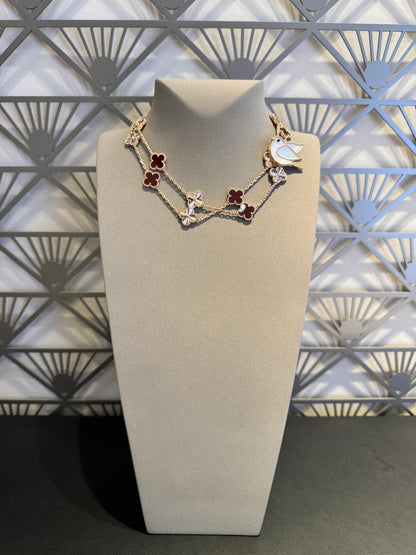 [Riva Jewelry ]CLOVER 20 MOTIFS LASER CARNELIAN NECKLACE