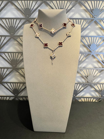 [Riva Jewelry ]CLOVER 20 MOTIFS LASER CARNELIAN NECKLACE