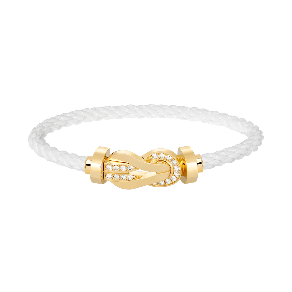 [Riva Jewelry]ラージ8の字バックル ハーフダイヤモンドブレスレット - ゴールド
