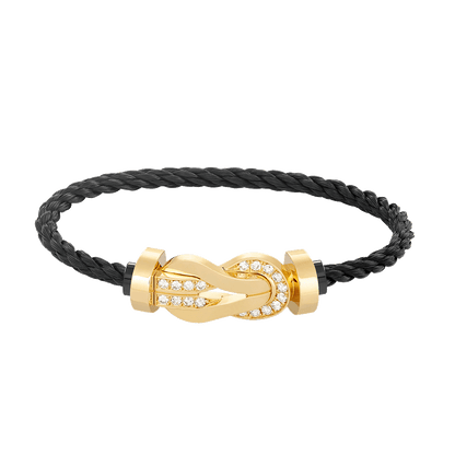 [Riva Jewelry]ラージ8の字バックル ハーフダイヤモンドブレスレット - ゴールド