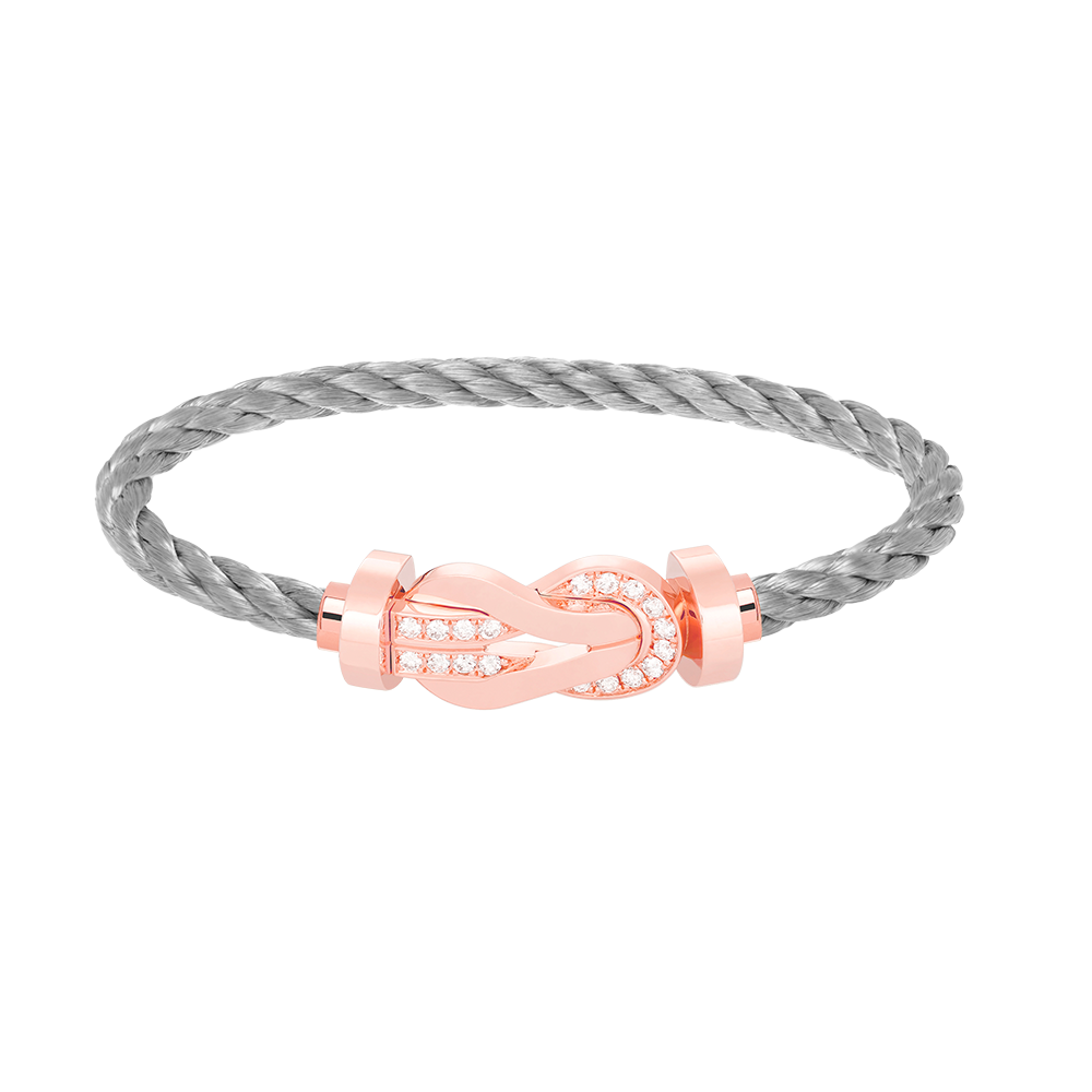 [Riva Jewelry]ラージ8の字バックルハーフダイヤブレスレット - ローズゴールド