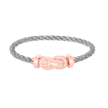 [Riva Jewelry]ラージ8の字バックルハーフダイヤブレスレット - ローズゴールド