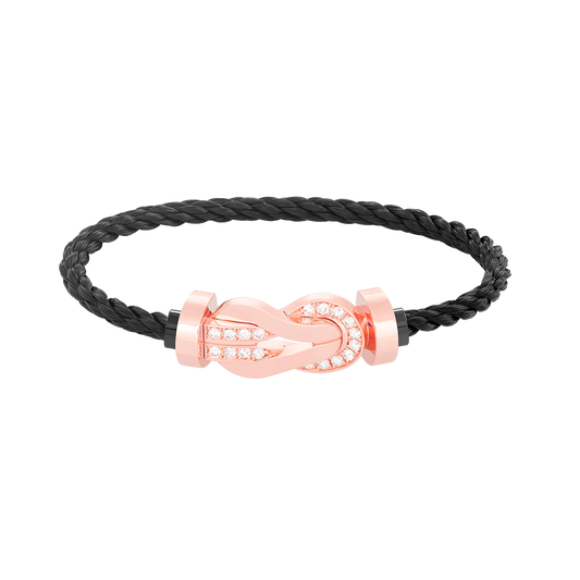 [Riva Jewelry ]CHANCE LARGE 8 FIGURE BUCKLE HALF DIAMOND BRACELET ROSE GOLD