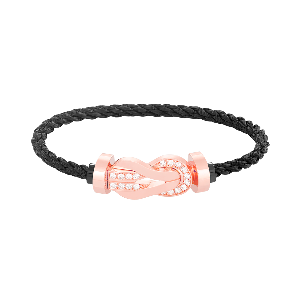 [Riva Jewelry]ラージ8の字バックルハーフダイヤブレスレット - ローズゴールド