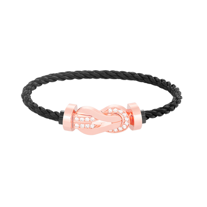 [Riva Jewelry]ラージ8の字バックルハーフダイヤブレスレット - ローズゴールド