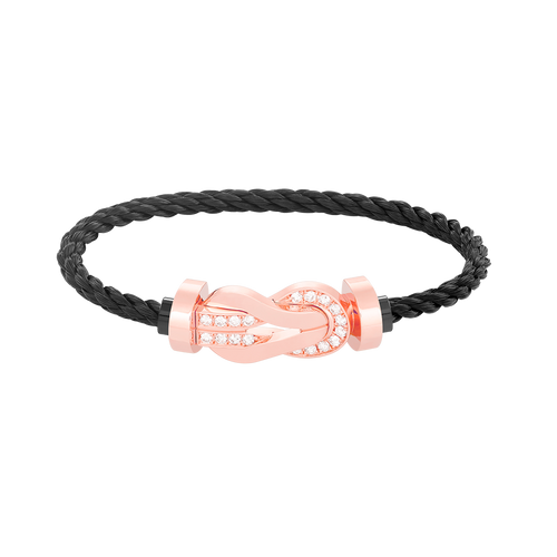 [Riva Jewelry]ラージ8の字バックルハーフダイヤブレスレット - ローズゴールド