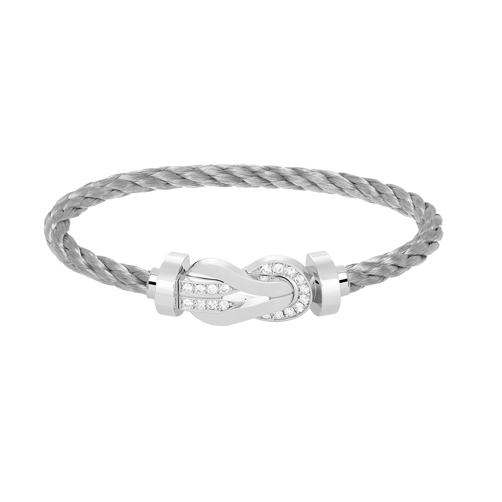 [Riva Jewelry ]CHANCE LARGE 8 FIGURE BUCKLE HALF DIAMOND BRACELET SILVER