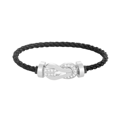 [Riva Jewelry ]CHANCE LARGE 8 FIGURE BUCKLE HALF DIAMOND BRACELET SILVER