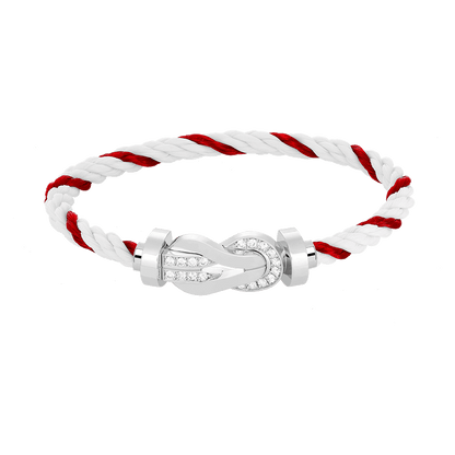 [Riva Jewelry]LARGE 8-FIGURE BUCKLE HALF DIAMOND BRACELET - WHITE GOLD