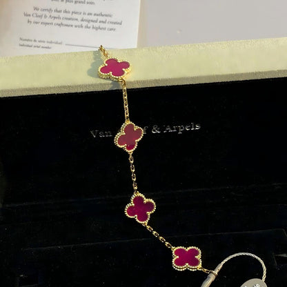 [Riva  Jewelry]NEW CLOVER 5 MOTIFS PINK ENAMEL BRACELET