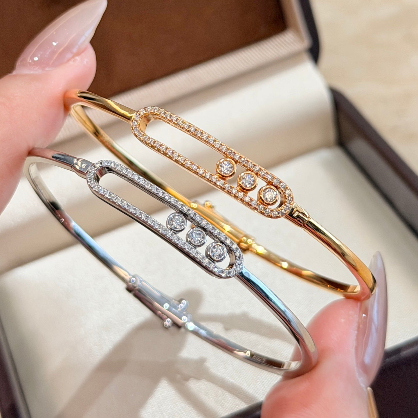 [Riva Jewelry]ムーブ パヴェ ダイヤモンド バングル ブレスレット M