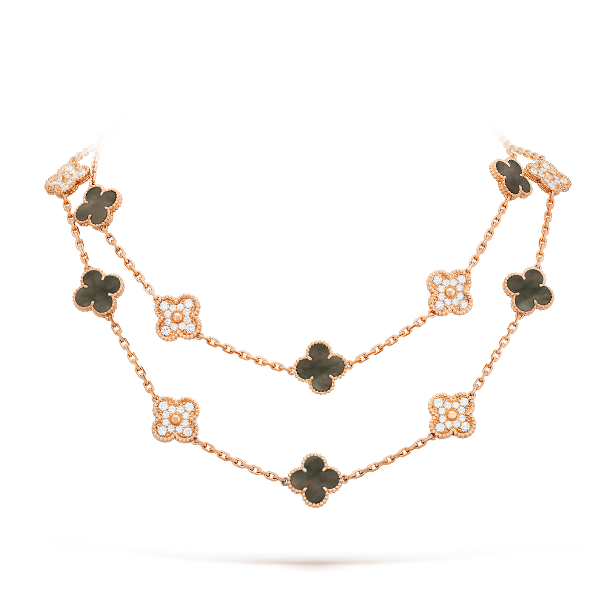 [Riva Jewelry ]CLOVER 20 MOTIFS DARK MOP DIAMOND  NECKLACE
