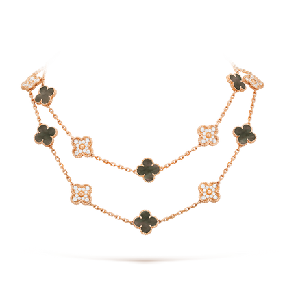[Riva Jewelry ]CLOVER 20 MOTIFS DARK MOP DIAMOND  NECKLACE