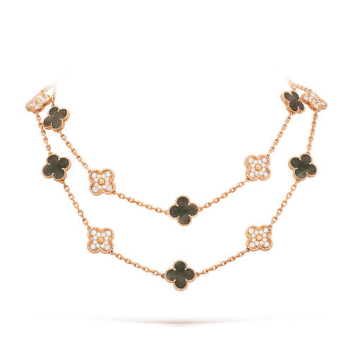 [Riva Jewelry ]CLOVER 20 MOTIFS DARK MOP DIAMOND  NECKLACE