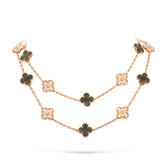 [Riva Jewelry ]CLOVER 20 MOTIFS DARK MOP DIAMOND  NECKLACE