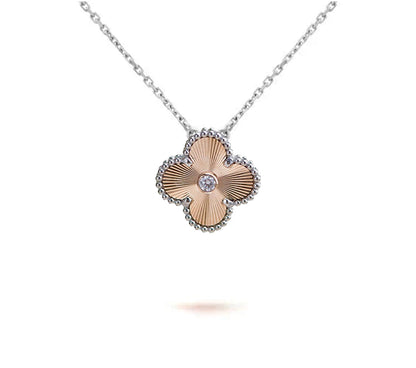 [Riva Jewelry]15MM CLOVER FLOWER PENDANT NECKLACE WHITE GOLD COLLECTION