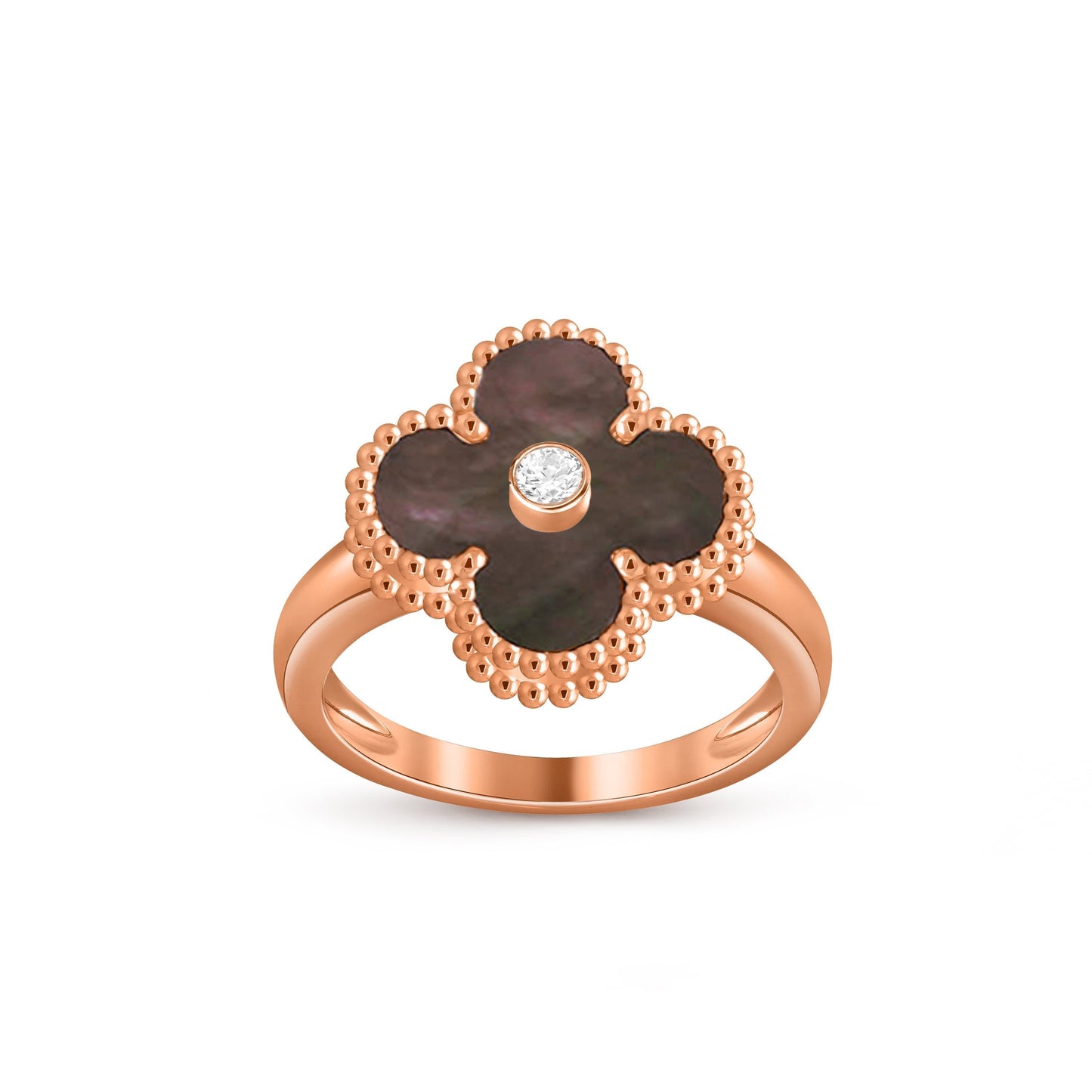 [Riva Jewelry]Glücks-Klee Diamant-Akzent-Roségoldring-Kollektion