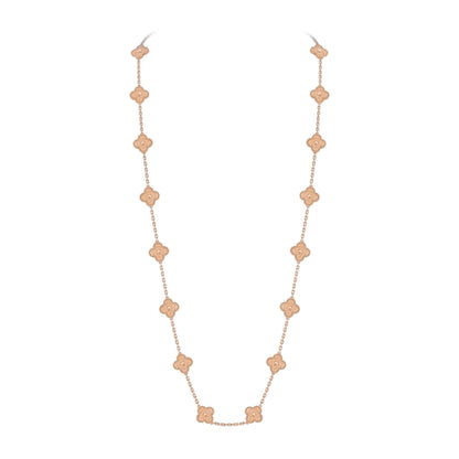 [Riva Jewelry]CLASSIC 20-MOTIF LUCKY CLOVER LONG NECKLACE ROSE GOLD COLLECTION