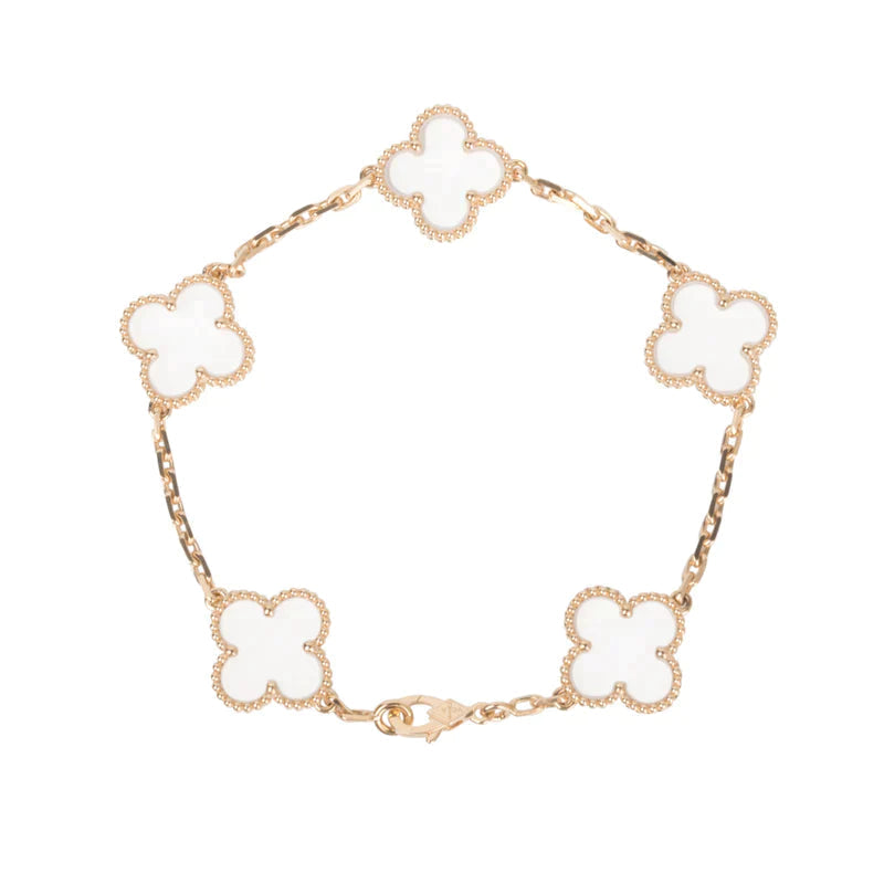 [Riva Jewelry ]CLOVER 5 MOTIF ROCK CRYSTAL BRACELET