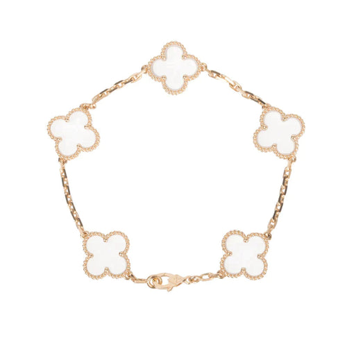 [Riva Jewelry ]CLOVER 5 MOTIF ROCK CRYSTAL BRACELET
