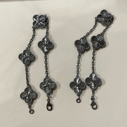 [Riva Jewelry ]CLOVER 5 MOTIF BLACK BRACELET