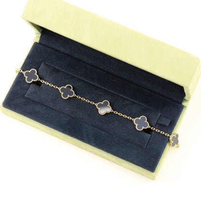 [Riva Schmuck]Glückskleeblatt-Armband mit 5 Motiven - SCHWARZE ONYX-KOLLEKTION