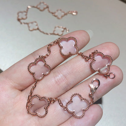 [Riva Jewelry ]CLOVER 5 MOTIF ROCK CRYSTAL BRACELET