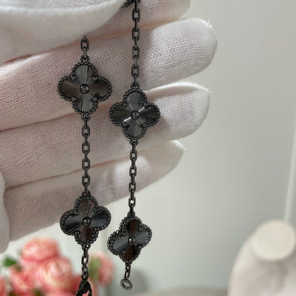 [Riva Jewelry ]CLOVER 5 MOTIF BLACK BRACELET