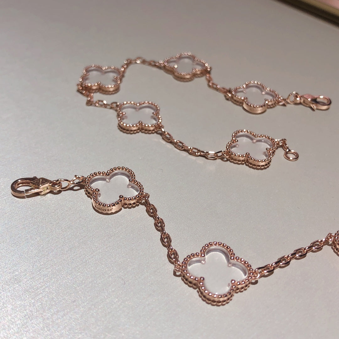 [Riva Jewelry ]CLOVER 5 MOTIF ROCK CRYSTAL BRACELET
