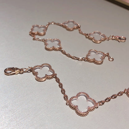 [Riva Jewelry ]CLOVER 5 MOTIF ROCK CRYSTAL BRACELET