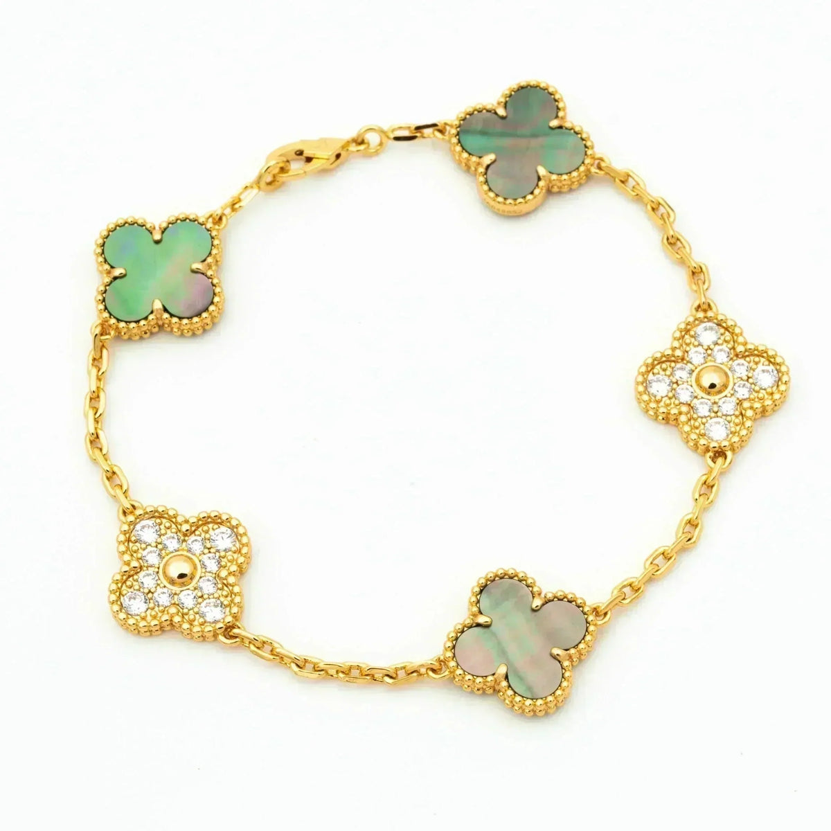 [Riva Jewelry ] CLOVER 5 MOTIF GRAY MOP BRACELET COLLECTION