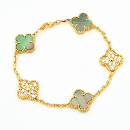 [Riva Jewelry ] CLOVER 5 MOTIF GRAY MOP BRACELET COLLECTION
