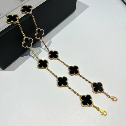 [Riva Schmuck]Glückskleeblatt-Armband mit 5 Motiven - SCHWARZE ONYX-KOLLEKTION