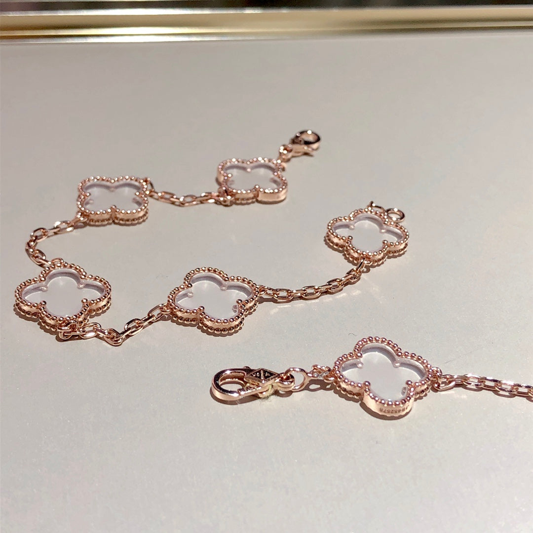 [Riva Jewelry ]CLOVER 5 MOTIF ROCK CRYSTAL BRACELET