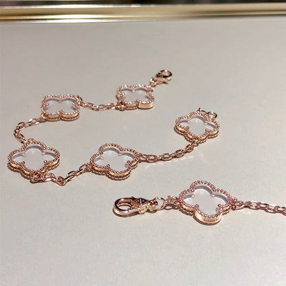 [Riva Jewelry ]CLOVER 5 MOTIF ROCK CRYSTAL BRACELET