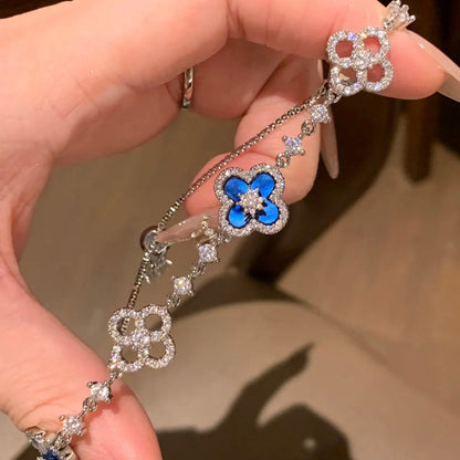 [Riva Jewelry ]CLOVER 5 MOTIF PINK BLUE RED WHITE BRACELET