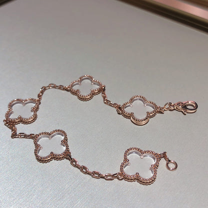 [Riva Jewelry ]CLOVER 5 MOTIF ROCK CRYSTAL BRACELET