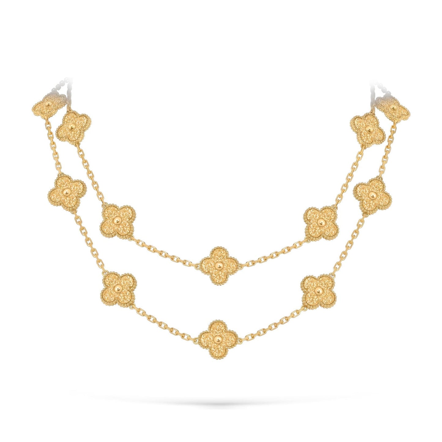[Riva Jewelry]クラシック20モチーフ ラッキークローバー ロングネックレス ゴールドコレクション