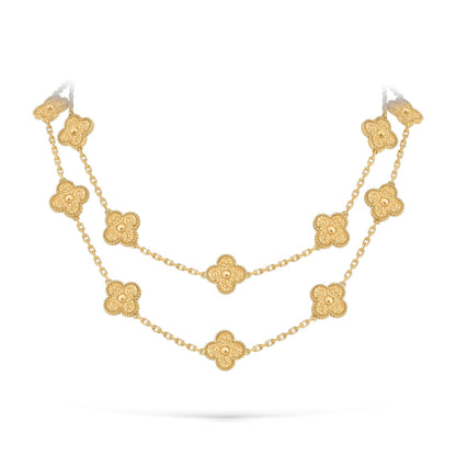 [Riva Jewelry]クラシック20モチーフ ラッキークローバー ロングネックレス ゴールドコレクション