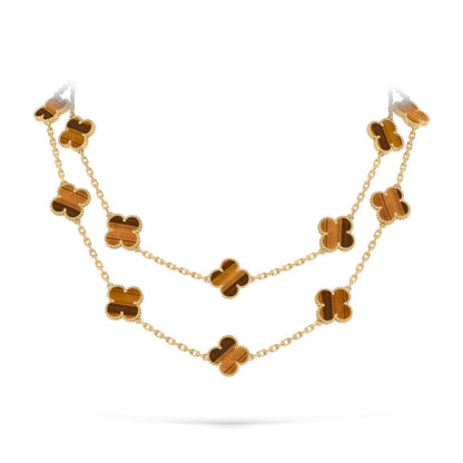 [Riva Jewelry]クラシック20モチーフ ラッキークローバー ロングネックレス ゴールドコレクション